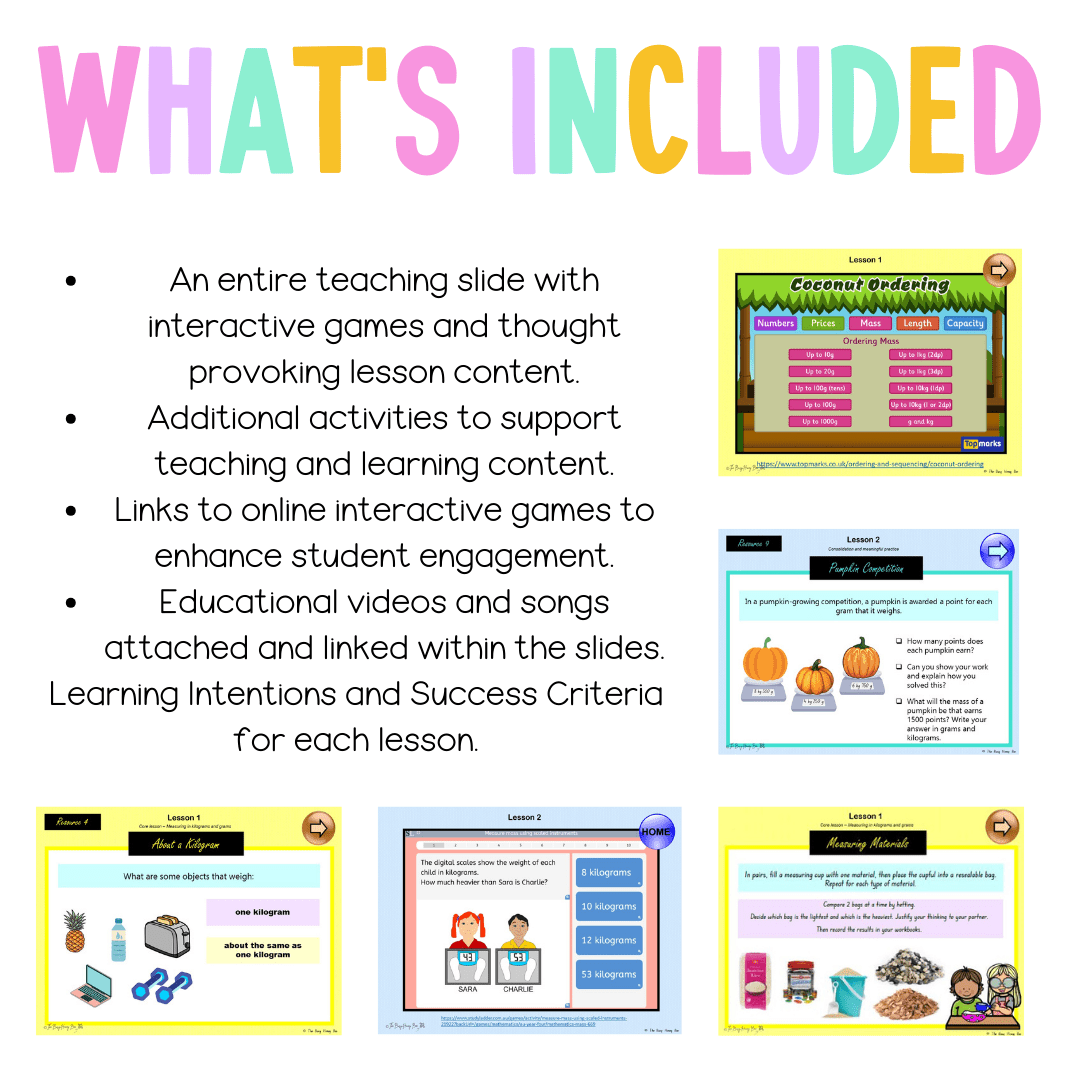 Stage 2 Year B Unit 34 Maths Teaching Slides - Zip Folder: Smart Notebook, PowerPoint, Google Slide Compatible