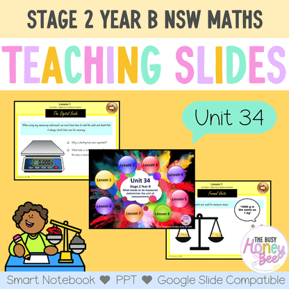 Stage 2 Year B Unit 34 Maths Teaching Slides - Zip Folder: Smart Notebook, PowerPoint, Google Slide Compatible