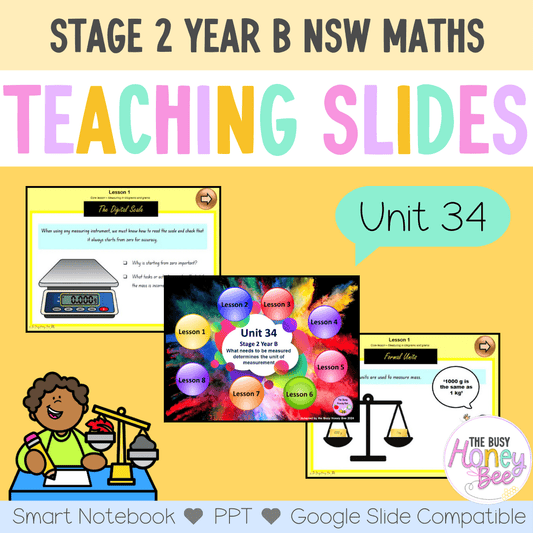 Stage 2 Year B Unit 34 Maths Teaching Slides - Zip Folder: Smart Notebook, PowerPoint, Google Slide Compatible
