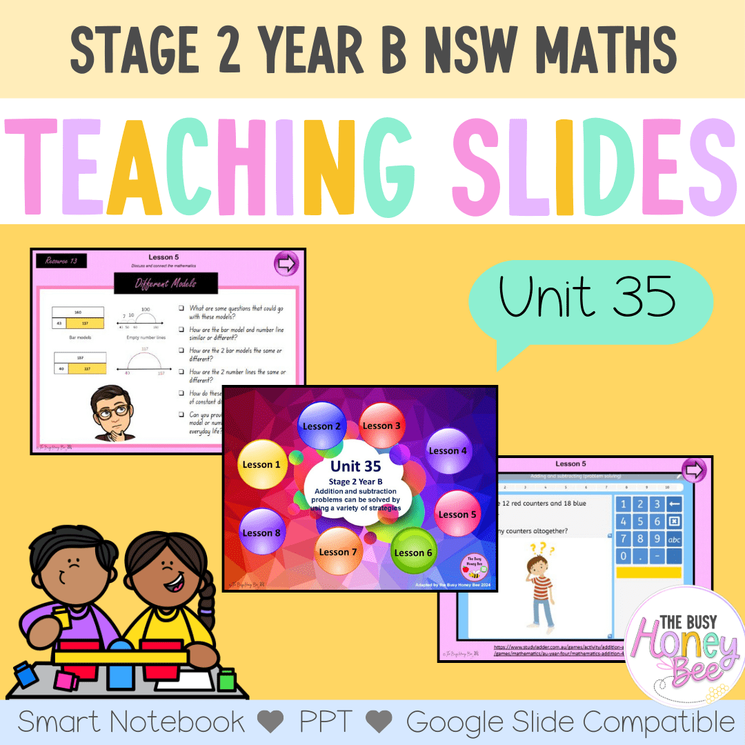 Stage 2 Year B Unit 35 NSW Maths Teaching Slides - Zip Folder: Smart Notebook, PowerPoint, Google Slide Compatible
