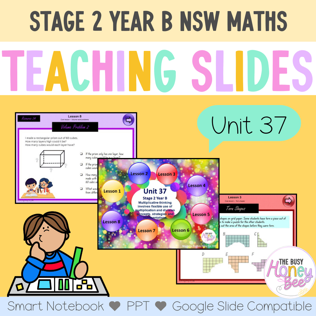 Stage 2 Year B Unit 37 NSW Maths Teaching Slides - Zip Folder: Smart Notebook, PowerPoint, Google Slide Compatible
