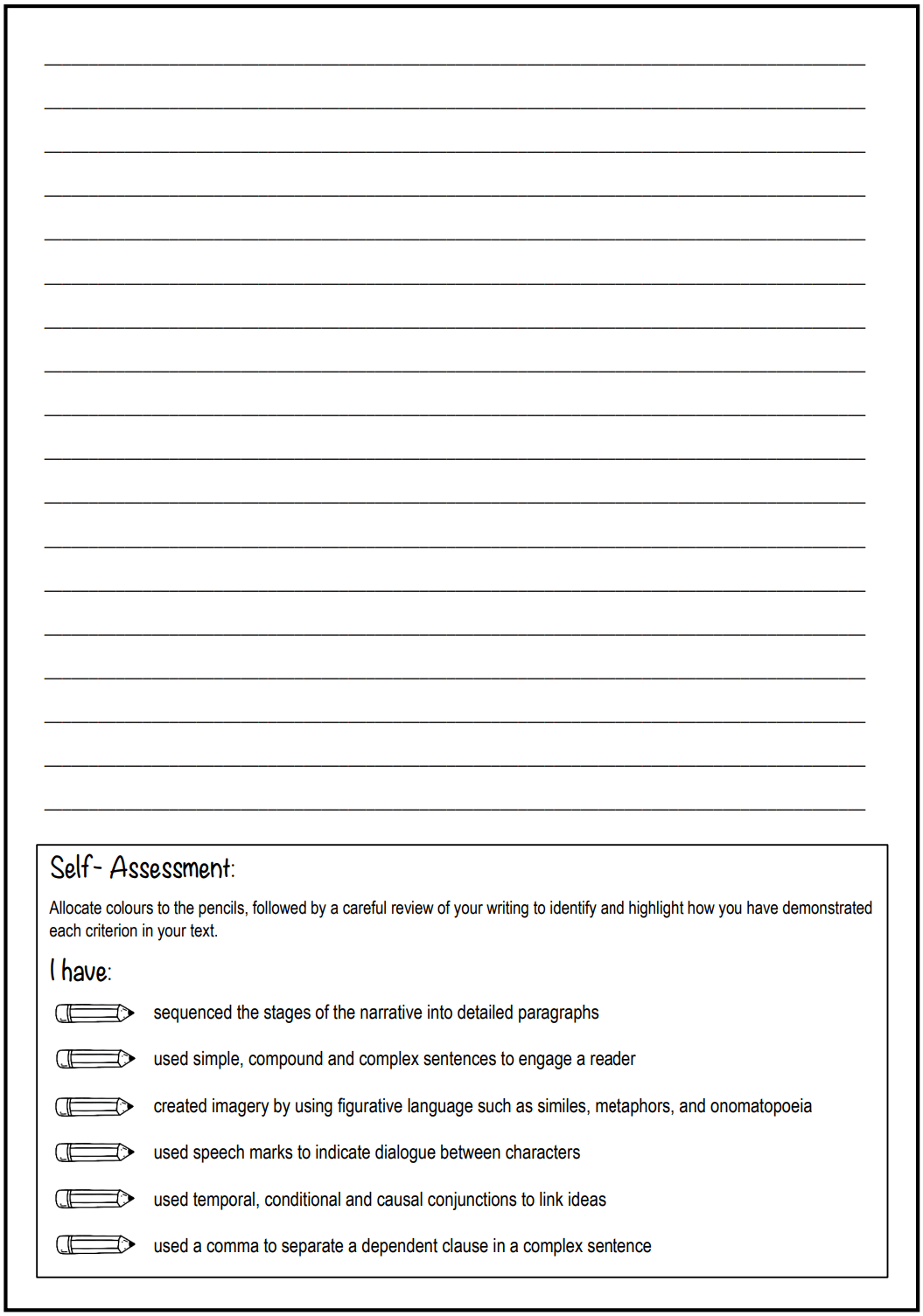 Stage 2 Year B Unit 9 Narrative Writing Pre-Assessment - Assessment