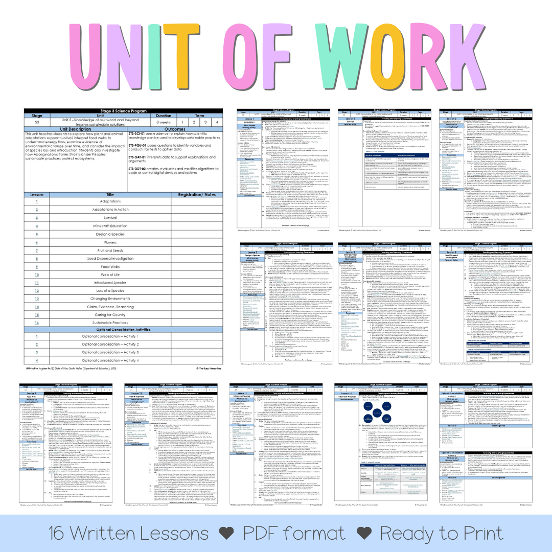 Stage 3 NSW Science Sample Unit 5 Teaching Pack 2026 - Teaching Bundle