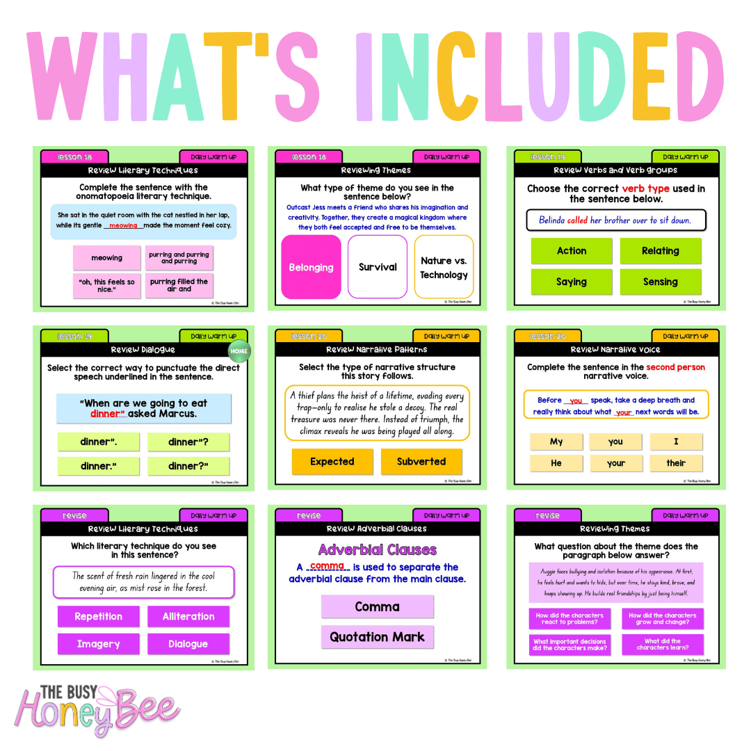 Stage 3 Year A Australian | NSW English Daily Review | Warm-Up Unit 1 Bundle - Warm Up | Revision