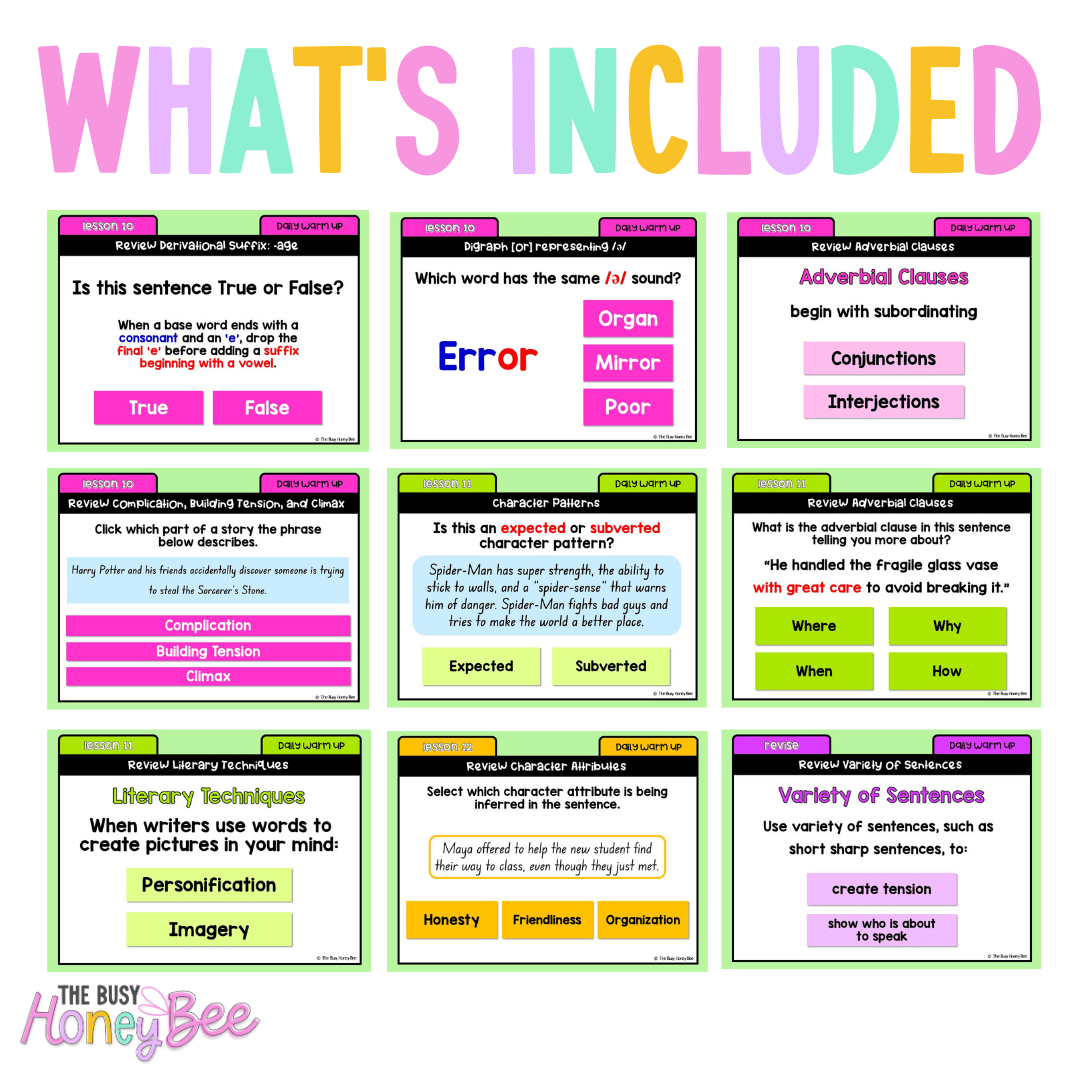 Stage 3 Year A Australian | NSW English Daily Review | Warm-Up Unit 1 Bundle - Warm Up | Revision