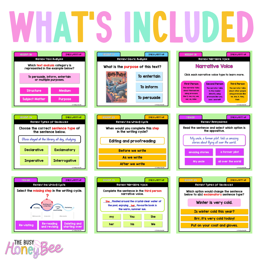 Stage 3 Year A Australian | NSW English Daily Review | Warm-Up Unit 2 Bundle - Warm Up | Revision
