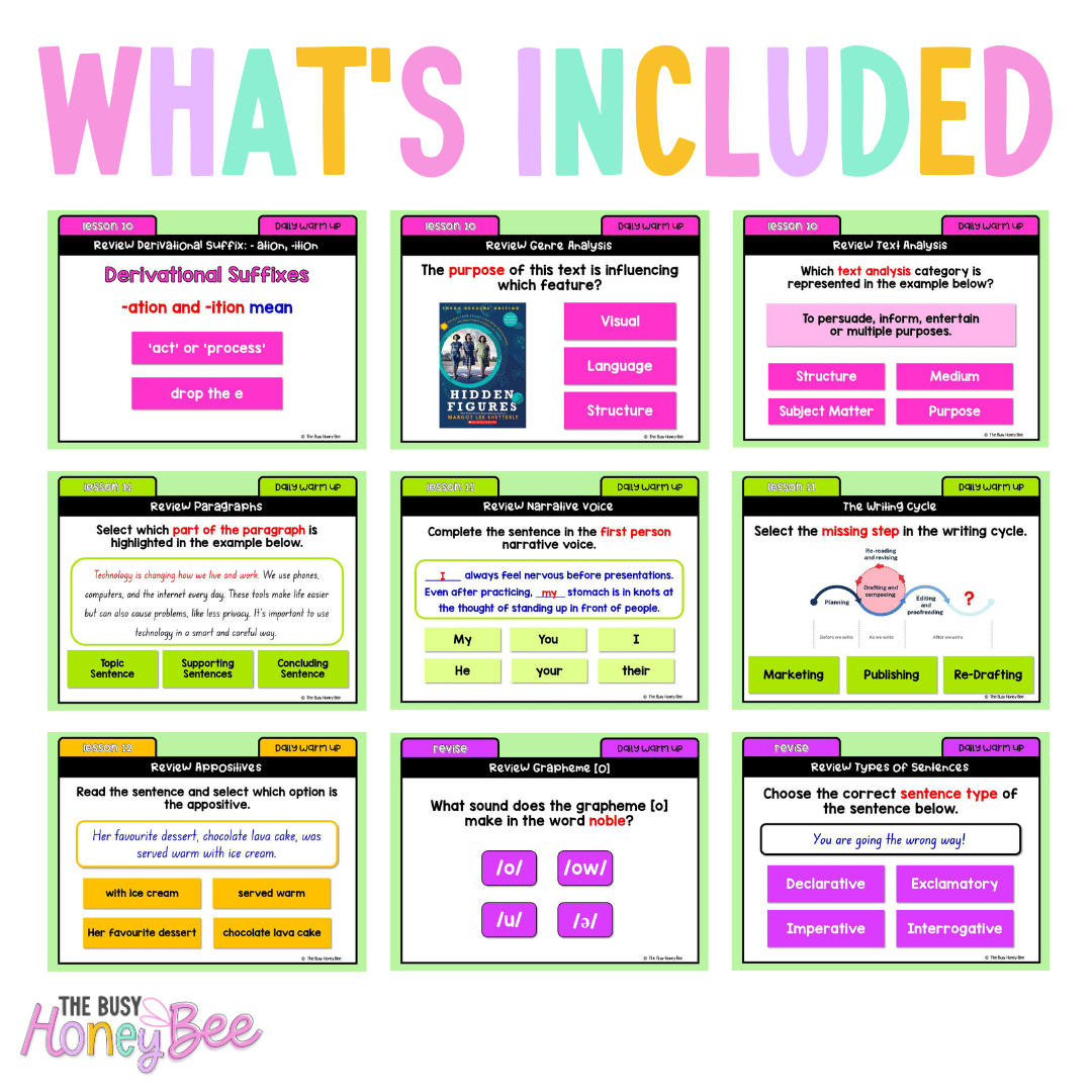 Stage 3 Year A Australian | NSW English Daily Review | Warm-Up Unit 2 Bundle - Warm Up | Revision