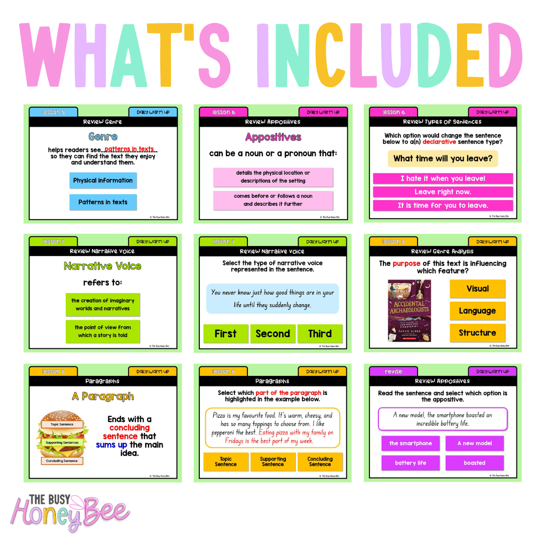 Stage 3 Year A Australian | NSW English Daily Review | Warm-Up Unit 2 Bundle - Warm Up | Revision