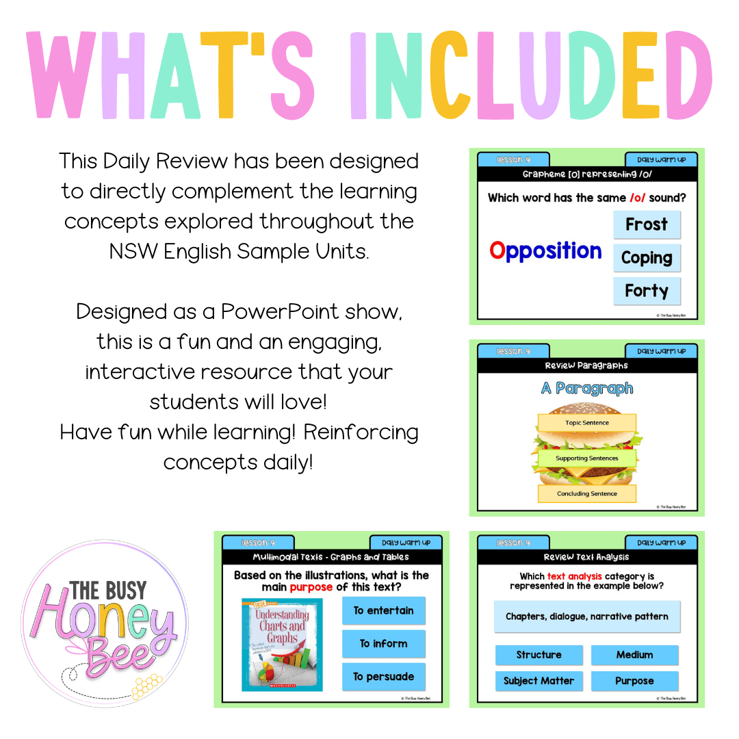 Stage 3 Year A Australian | NSW English Daily Review | Warm-Up Unit 2 Week 3 - Warm Up | Revision