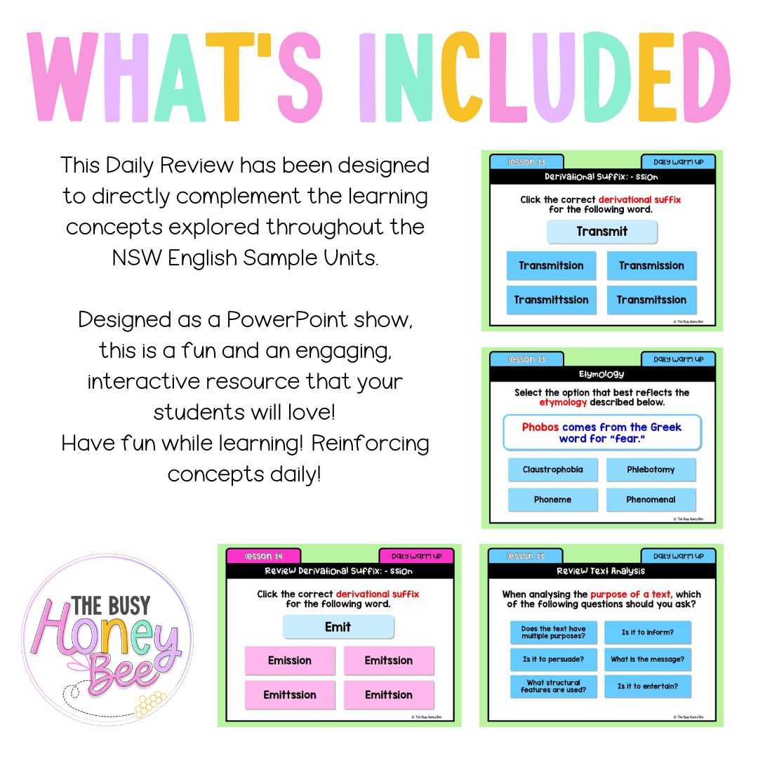 Stage 3 Year A Australian | NSW English Daily Review | Warm-Up Unit 2 Week 4 - Warm Up | Revision