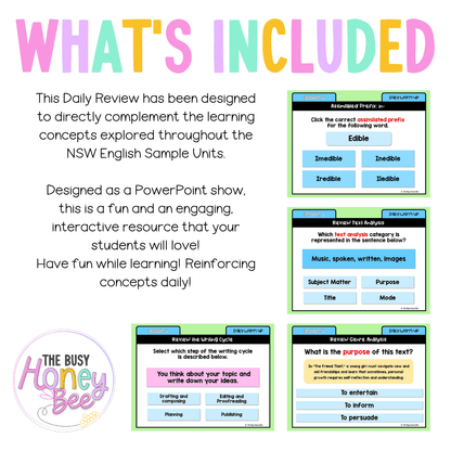 Stage 3 Year A Australian | NSW English Daily Review | Warm-Up Unit 3 Week 2 - Warm Up | Revision