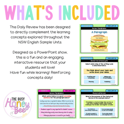 Stage 3 Year A Australian | NSW English Daily Review | Warm-Up Unit 3 Week 4 - Warm Up | Revision