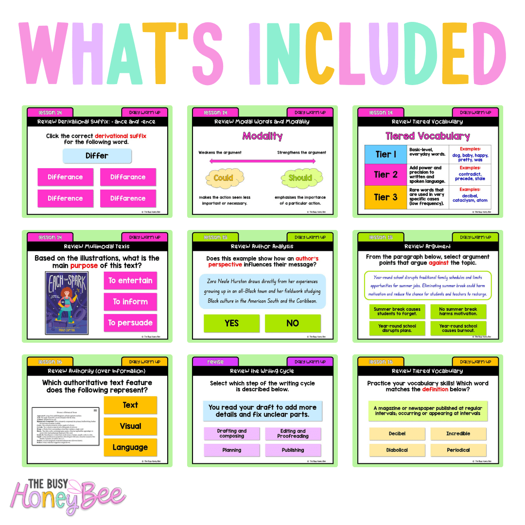 Stage 3 Year A Australian | NSW English Daily Review | Warm-Up Unit 3 Week 4 - Warm Up | Revision
