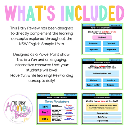 Stage 3 Year A Australian | NSW English Daily Review | Warm-Up Unit 3 Week 5 - Warm Up | Revision