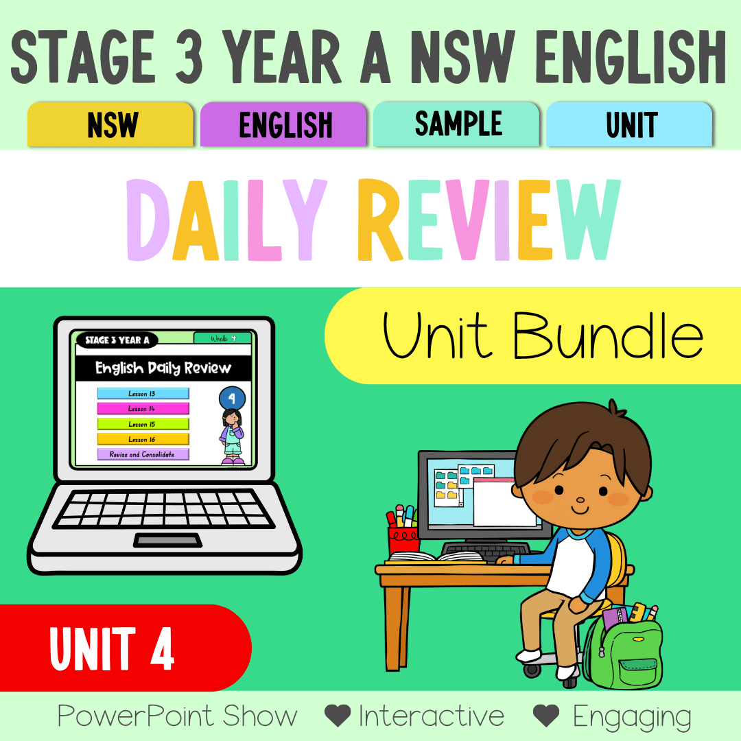 Stage 3 Year A Australian | NSW English Daily Review | Warm-Up Unit 4 Bundle - Warm Up | Revision