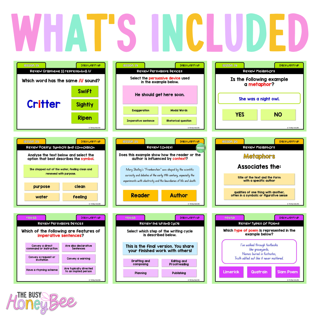 Stage 3 Year A Australian | NSW English Daily Review | Warm-Up Unit 4 Week 5 - Warm Up | Revision