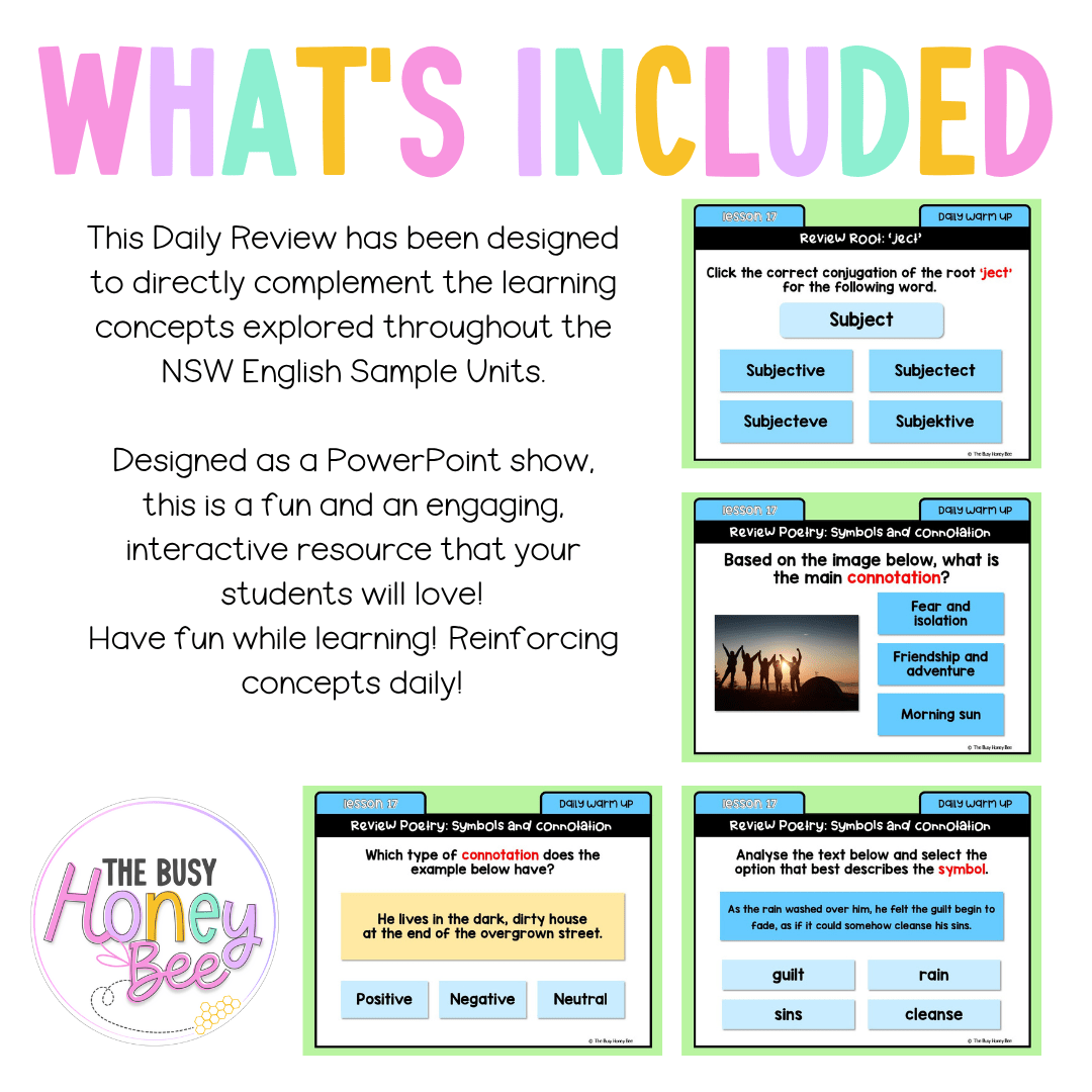 Stage 3 Year A Australian | NSW English Daily Review | Warm-Up Unit 4 Week 5 - Warm Up | Revision