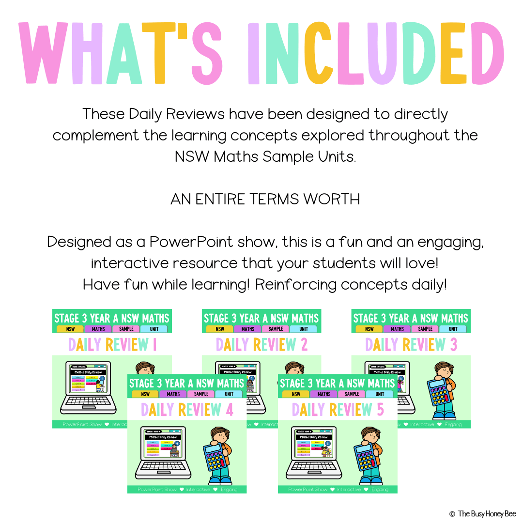 Stage 3 Year A Australian | NSW Math Daily Review | Warm-Up Term 1 Mega Bundle -