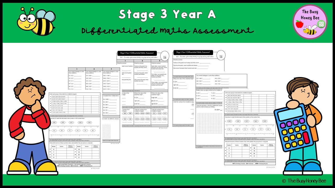 Stage 3 Year A Differentiated Maths Assessment Unit 1 - Assessment