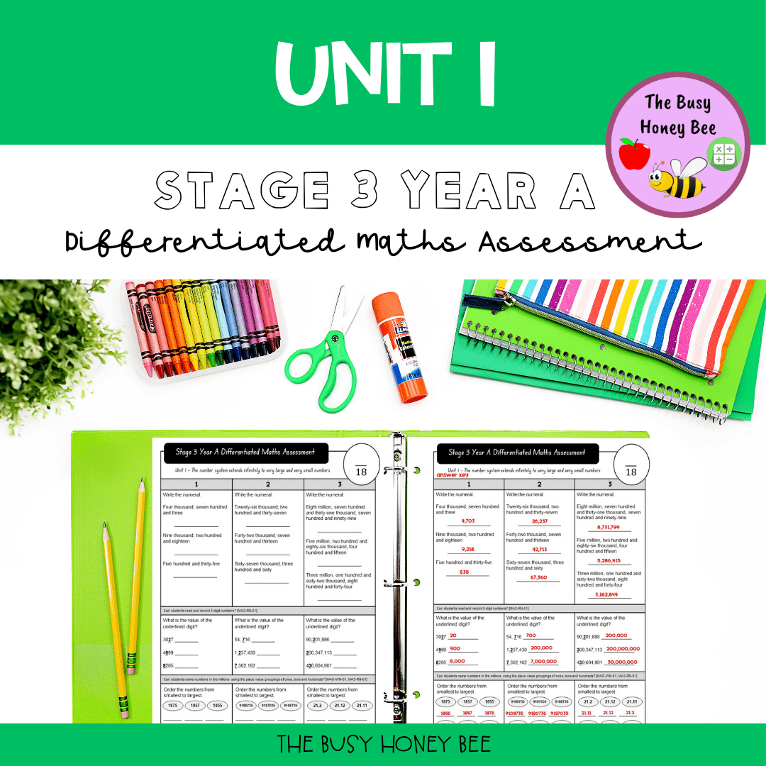 Stage 3 Year A Differentiated Maths Assessment Unit 1 - Assessment