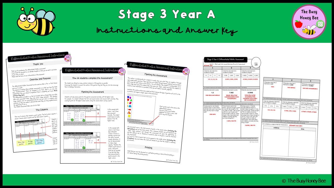 Stage 3 Year A Differentiated Maths Assessment Unit 10 - Microsoft Word Document