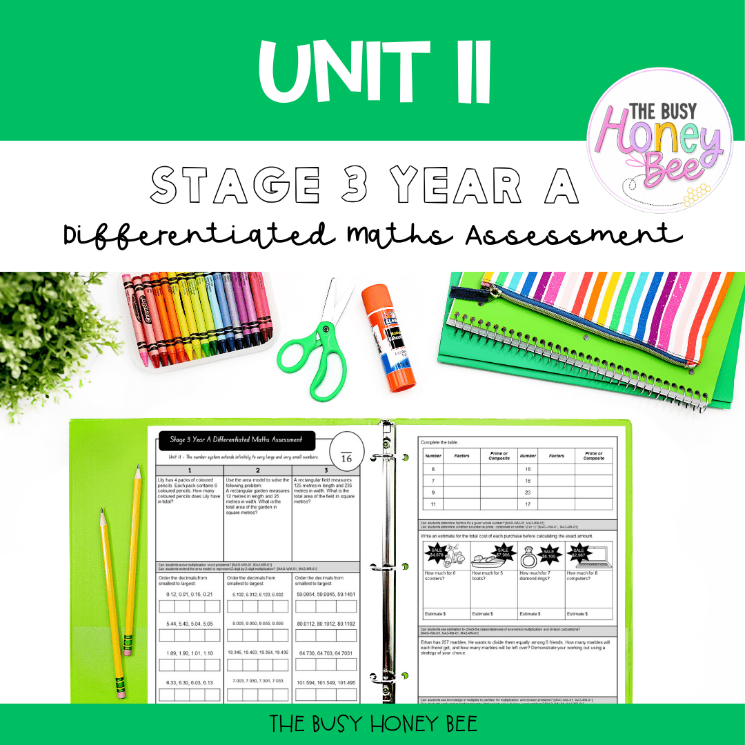 Stage 3 Year A Differentiated Maths Assessment Unit 11 - Microsoft Word Document