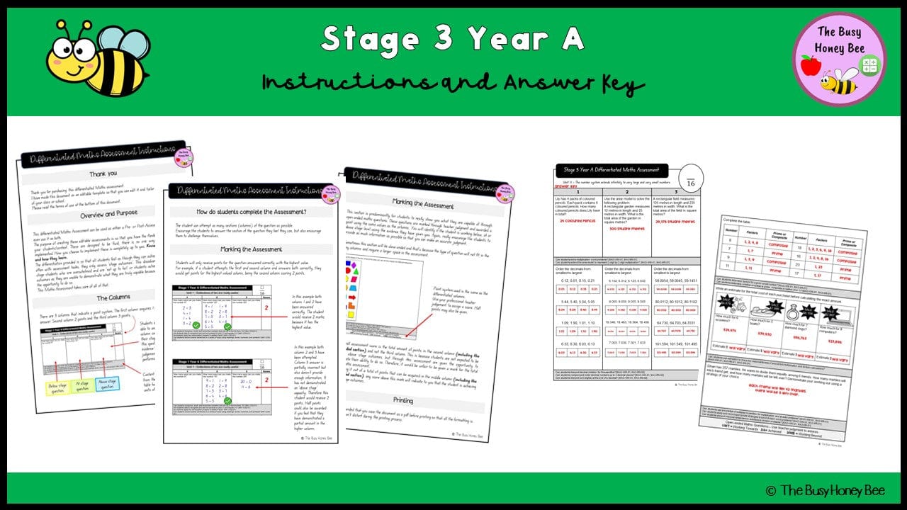 Stage 3 Year A Differentiated Maths Assessment Unit 11 - Microsoft Word Document