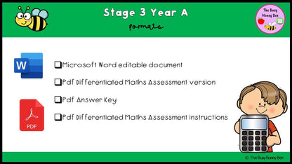 Stage 3 Year A Differentiated Maths Assessment Unit 15 - Assessment