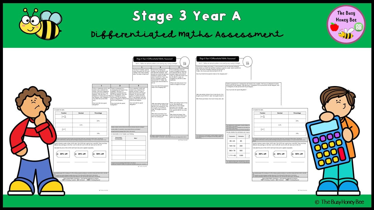 Stage 3 Year A Differentiated Maths Assessment Unit 15 - Assessment