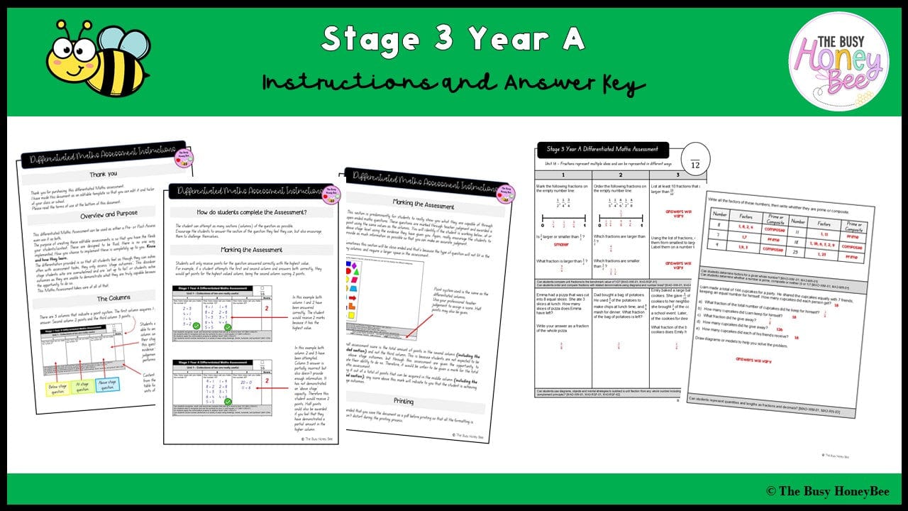 Stage 3 Year A Differentiated Maths Assessment Unit 16 - Assessment