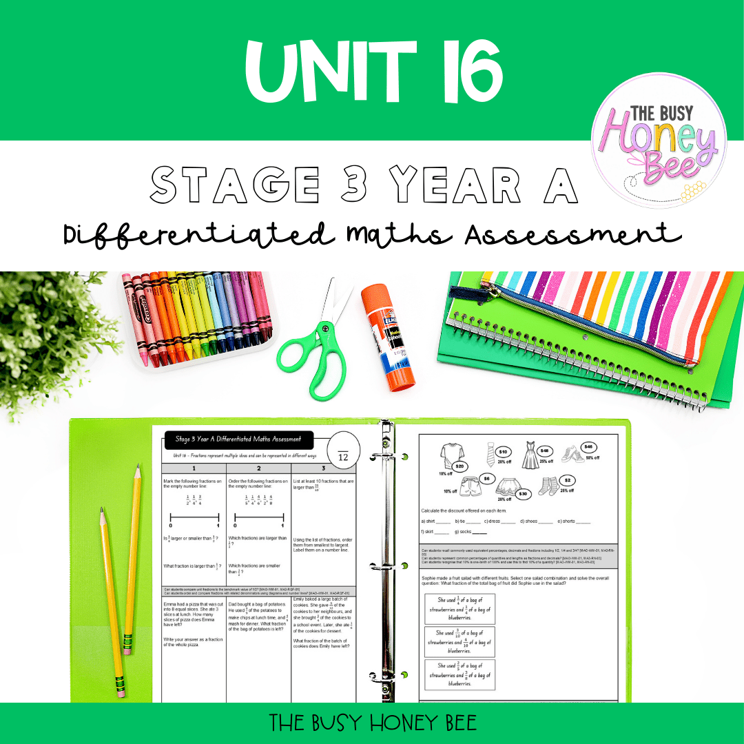 Stage 3 Year A Differentiated Maths Assessment Unit 16 - Assessment