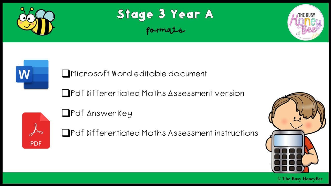 Stage 3 Year A Differentiated Maths Assessment Unit 18 - Assessment