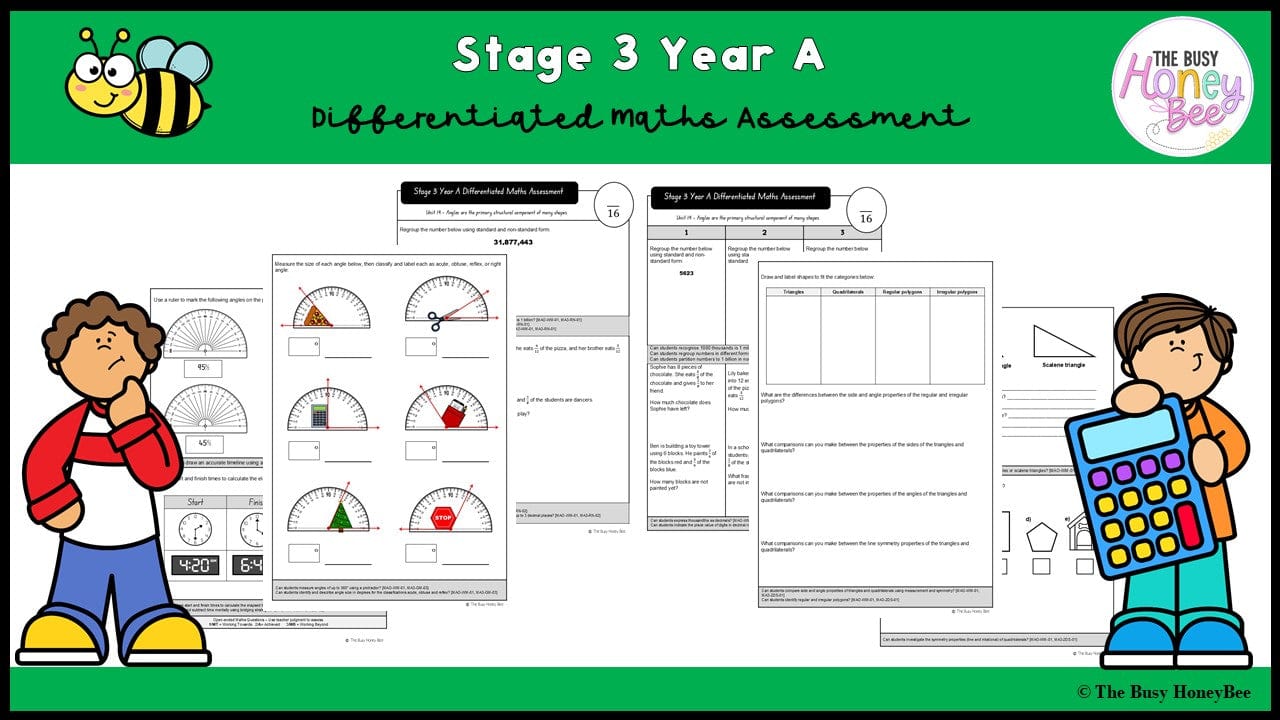 Stage 3 Year A Differentiated Maths Assessment Unit 19 - Assessment