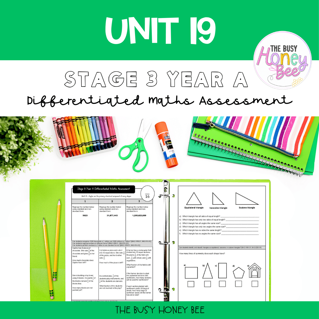 Stage 3 Year A Differentiated Maths Assessment Unit 19 - Assessment