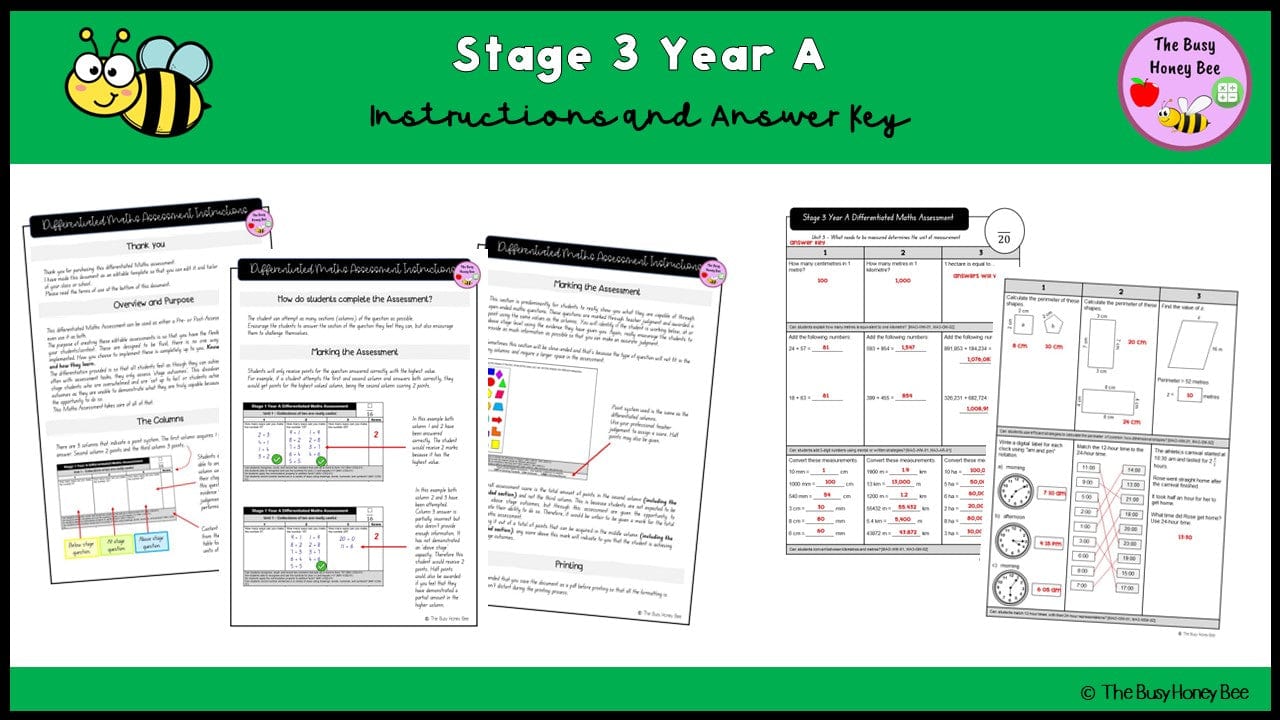 Stage 3 Year A Differentiated Maths Assessment Unit 3 - Microsoft Word Document