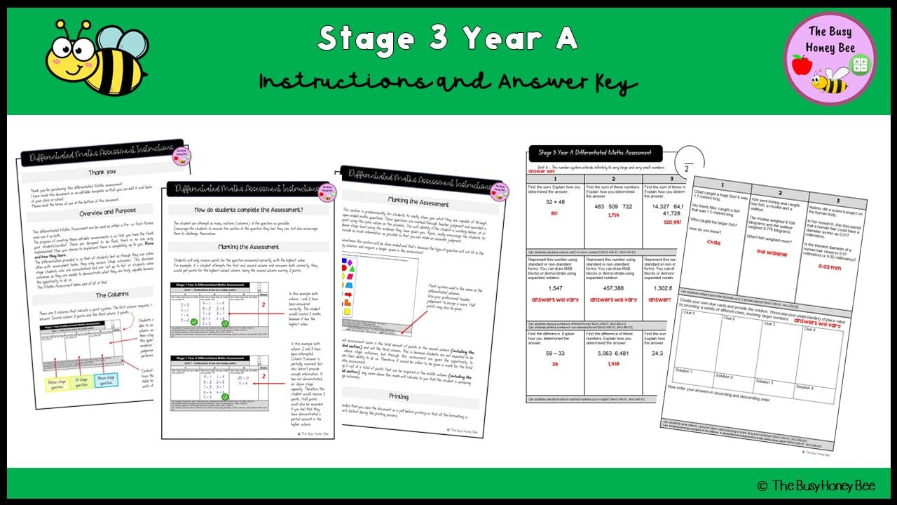 Stage 3 Year A Differentiated Maths Assessment Unit 6 - Microsoft Word Document