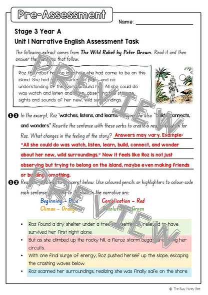 Stage 3 Year A English Pre- and Post-Assessment Unit 1 Narrative - Assessment