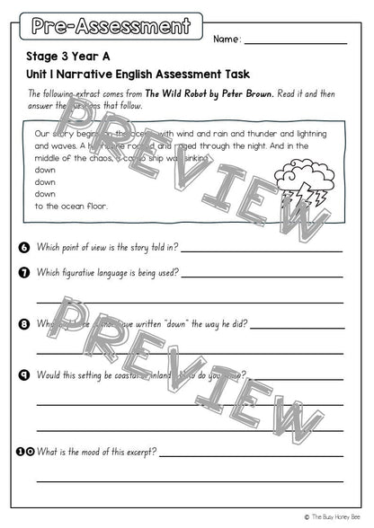 Stage 3 Year A English Pre- and Post-Assessment Unit 1 Narrative - Assessment