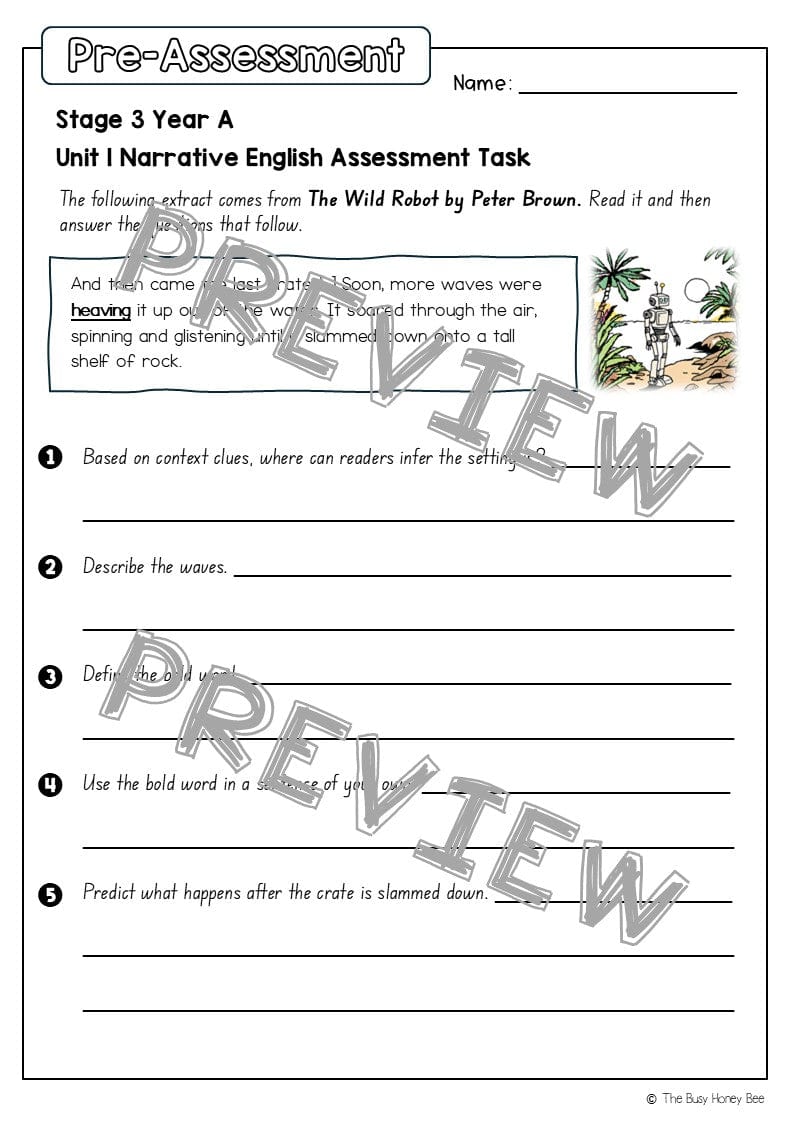 Stage 3 Year A English Pre- and Post-Assessment Unit 1 Narrative - Assessment