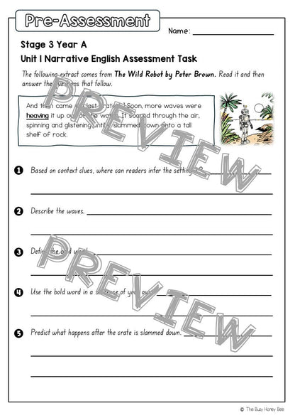 Stage 3 Year A English Pre- and Post-Assessment Unit 1 Narrative - Assessment