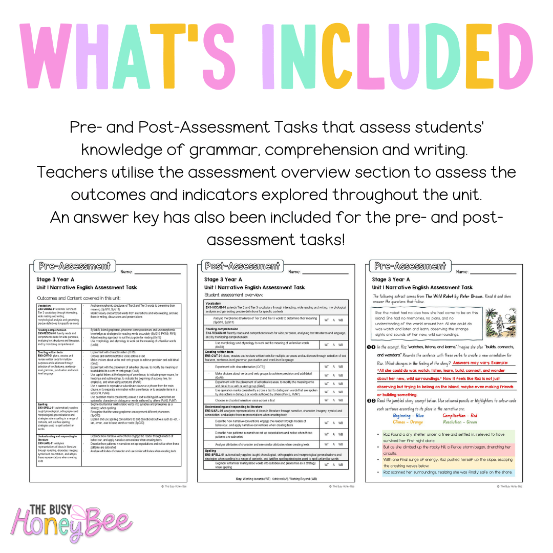 Stage 3 Year A English Pre- and Post-Assessment Unit 1 Narrative - Assessment