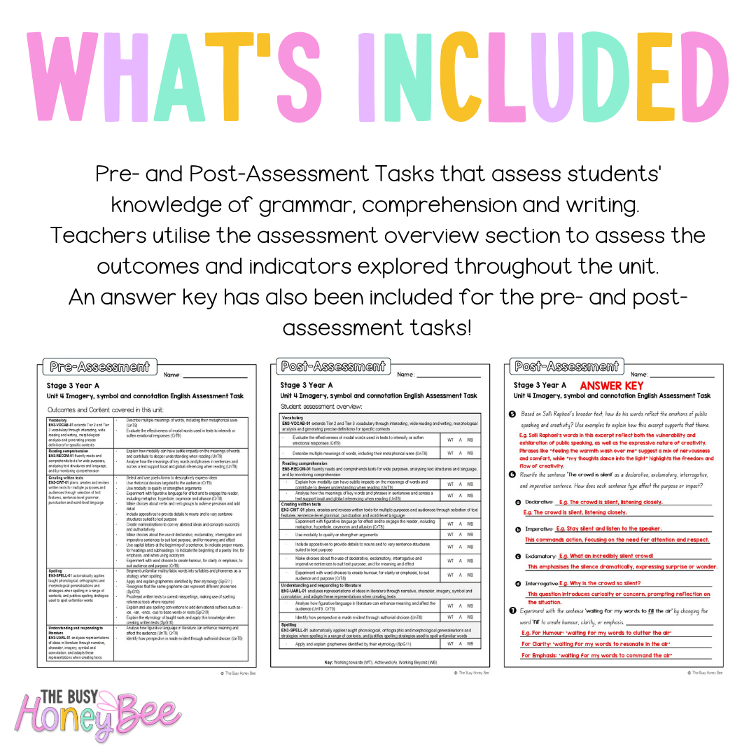 Stage 3 Year A English Pre- and Post-Assessment Unit 4 Imagery, symbol and connotation - Assessment