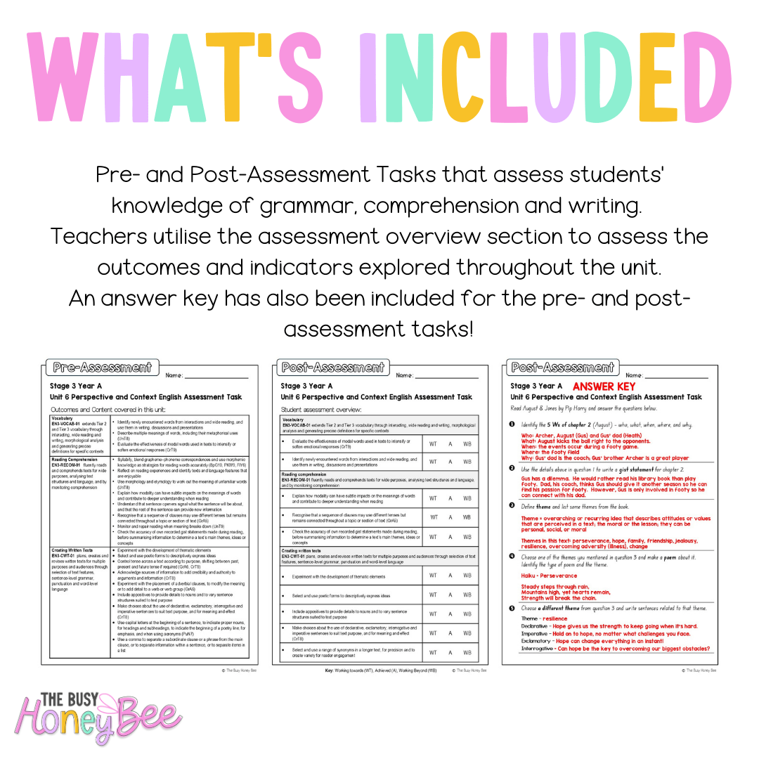 Stage 3 Year A English Pre- and Post-Assessment Unit 6 Perspective and context -