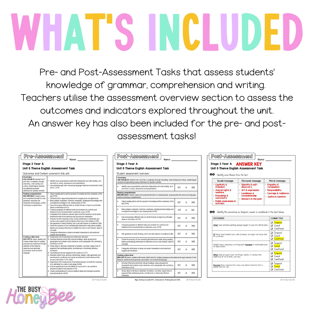 Stage 3 Year A English Pre- and Post-Assessment Unit 8 Theme -