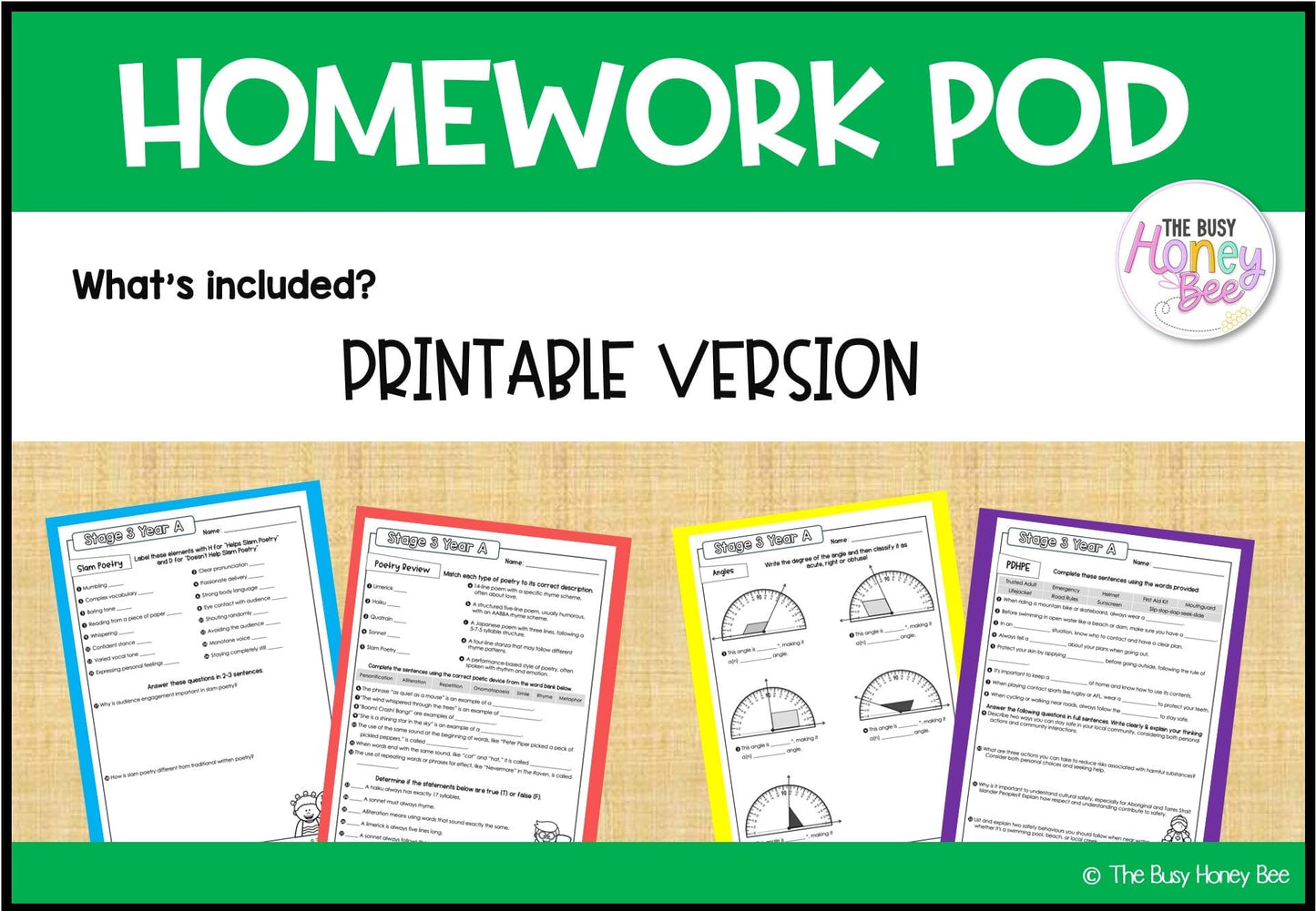 Stage 3 Year A Homework/Learning Pod 10 - PowerPoint
