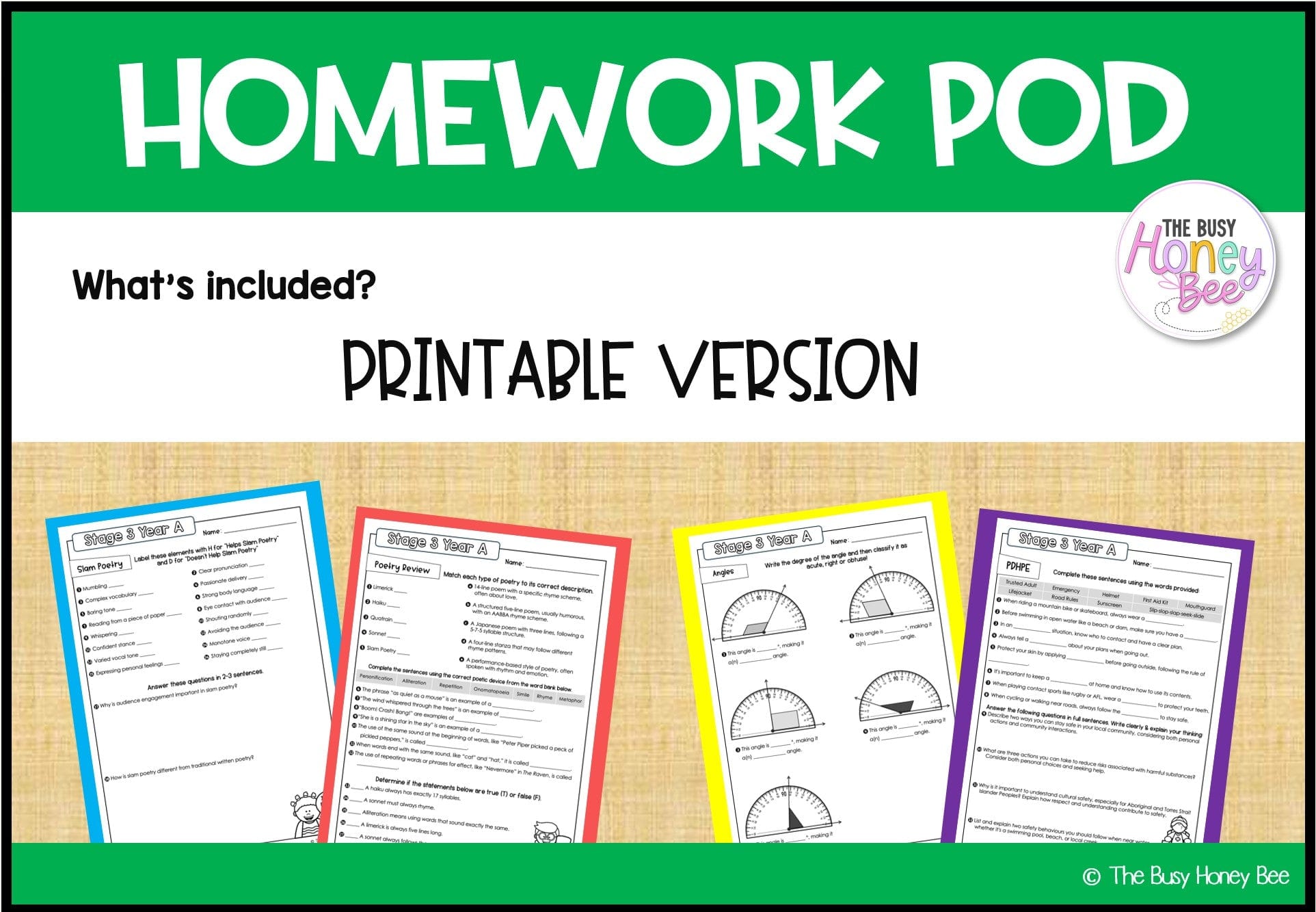 Stage 3 Year A Homework/Learning Pod 10 - PowerPoint