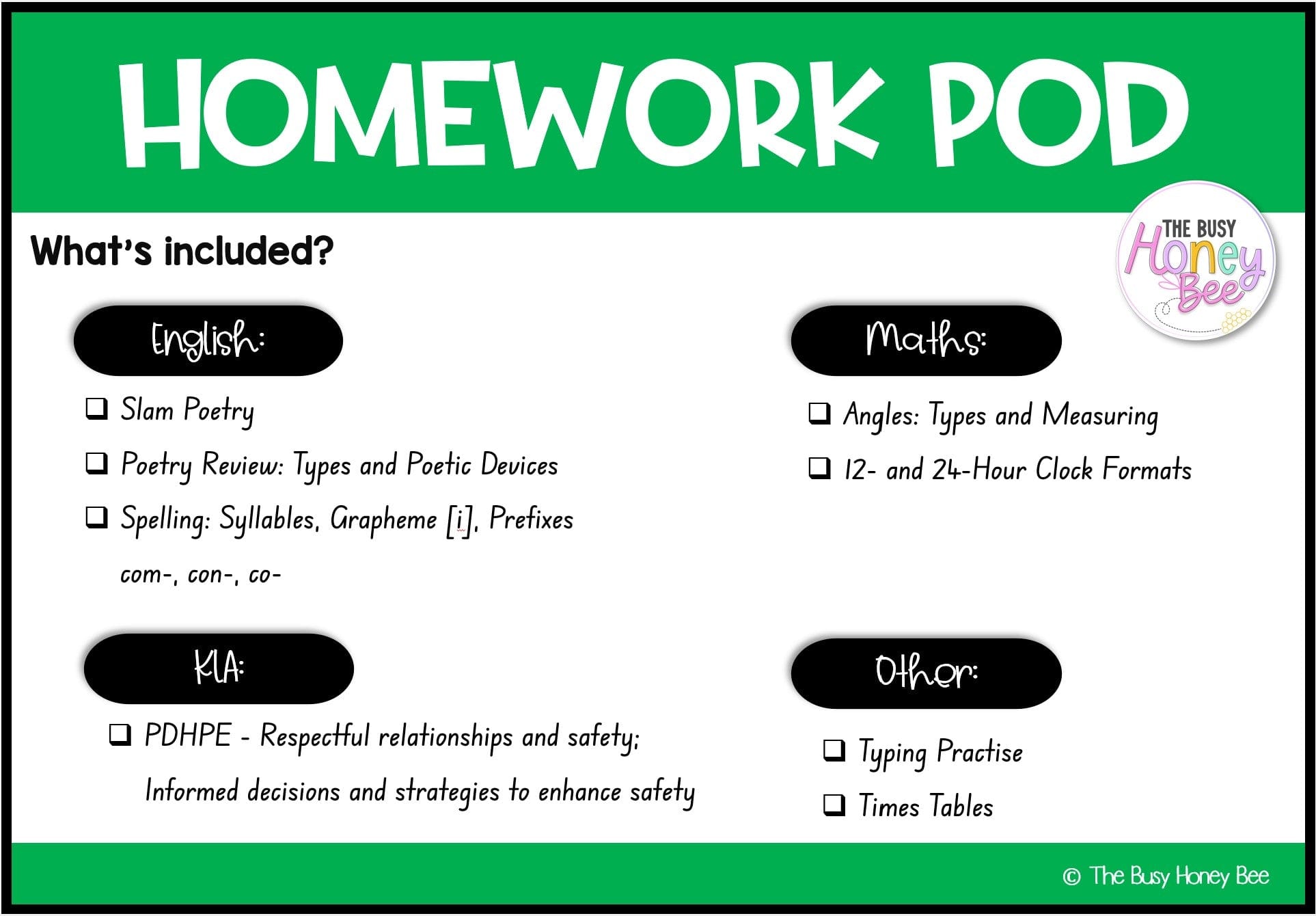 Stage 3 Year A Homework/Learning Pod 10 - PowerPoint