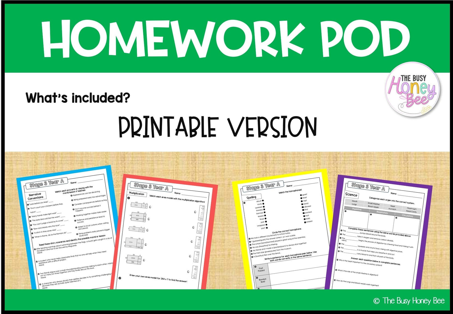 Stage 3 Year A Homework/Learning Pod 11 - Homework | Casual Teaching