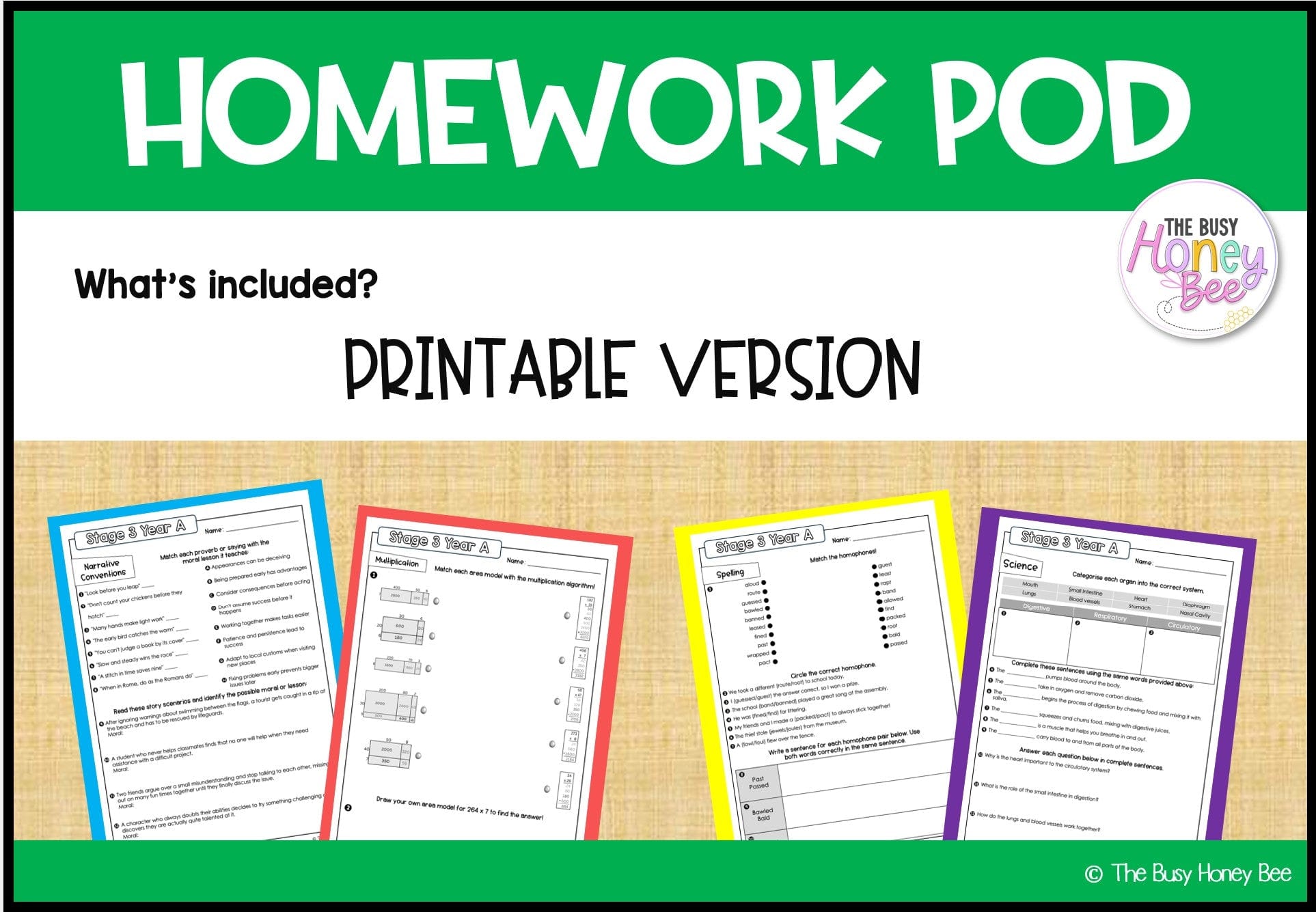 Stage 3 Year A Homework/Learning Pod 11 - Homework | Casual Teaching