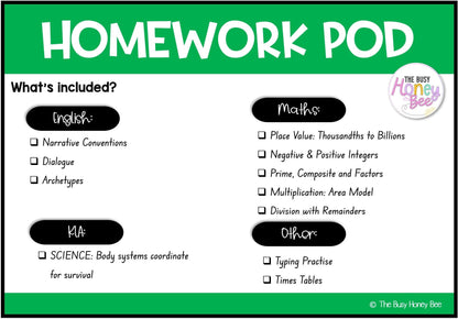 Stage 3 Year A Homework/Learning Pod 11 - Homework | Casual Teaching